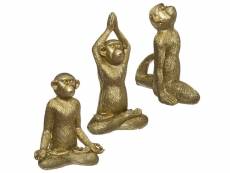 Objet résine singe yoga doré 17 cm x3