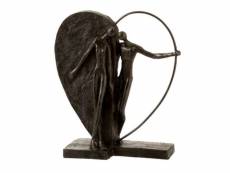 Paris prix - statuette déco "coupe demi cœur" 31cm marron