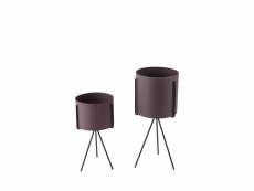 Pedestal - 2 cache-pots rond en métal - couleur - violet PT3426PU