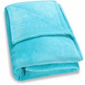 Plaid couverture polaire couleurs et taille à choisir pour intérieur hiver 200x150cm - light blue (en) - Deuba