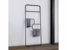 Porte serviette - 176x60x1.6 cm - metal - noir mat - support - type atelier - puzzle dark design