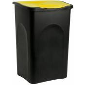 Poubelle 50 litres - Avec couvercle - Collecteur de déchets - 3 couleurs Noir/jaune