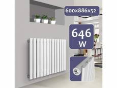 Radiateur chauffage centrale pour salle de bain salon cuisine couloir chambre à coucher panneau simple 60 x 88,6 cm blanc helloshop26 01_0000228