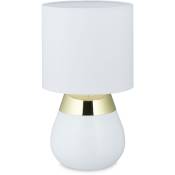 Relaxdays - Lampe de chevet tactile ovale, éclairage salon et chambre, abat-jour tissu, E14, h x d : env. 32x18cm, doré