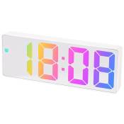 RéVeil NuméRique Affichage à éCran led Coloré Horloge de Bureau Moderne Horloges led pour (ModèLe White Shell-Mirror d)