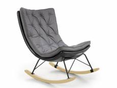 Rocking chair design avec structure en métal noir et bois massif imagine 389