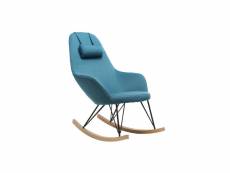 Rocking chair scandinave en tissu bleu canard, métal