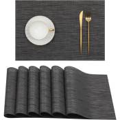 Shining House - Lot de 6 sets de table noirs lavables en pvc, 45x30cm - black
