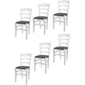 T M C S - Tommychairs - Set 6 chaises cuore pour cuisine, bar et salle à manger, robuste structure en bois de hêtre laqué en couleur blanc et assise