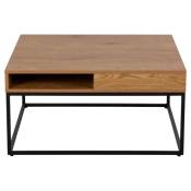Table basse carrée en bois massif et métal