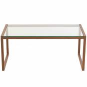 Table basse rectangulaire en verre et métal 91x50cm