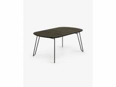 Table ronde extensible coloris naturel / noir en placage en frêne et pieds en acier - diamètre 140 / 220 x hauteur 75 cm