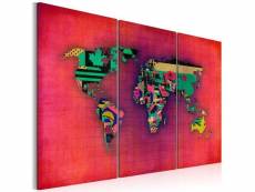 Tableau cartes du monde le monde est à moi - triptyque taille 60 x 40 cm PD11606-60-40