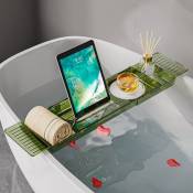 Tagère de baignoire multifonctionnelle de luxe, poignée antidérapante, plateau de bain extensible pour baignoire, vert Transparent