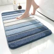 Tapis de bain antidérapant, tapis de salle de bain extra doux, lavable en machine, absorbant l'eau, 40 x 60 cm, bleu