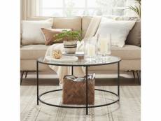 Vasagle table basse ronde, dessus de table en verre trempé, cadre en acier, table de salon, bout de canapé, décoratif, noir lgt021b01