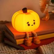 Veilleuse citrouille – Jolie lanterne citrouille led, veilleuse en silicone à intensité variable pour enfant, lampe de chevet rechargeable,