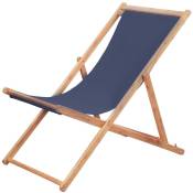 Vidaxl - Chaise pliable de plage Tissu et cadre en bois Bleu