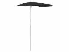 Vidaxl demi-parasol de jardin avec mât 180x90 cm noir