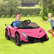 Voiture électrique pour enfants12V Lamborghini, 2 moteurs, led, Bluetooth, musique, télécommande 2.4G, convient aux enfants de 3 à 8 ans, Rose Okwish