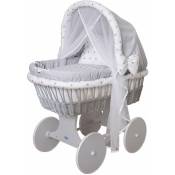 Waldin - Landau berceau/couffin bébé, complet, plusieurs modèles disponibles:Cadre/roues peintes en gris, gris/gris étoile