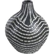 Beliani - Vase Décoratif Noir et Blanc en Terre Cuite 35 cm Fait Main Fleurs Fausses Kualu - Noir