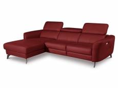 Canapé d'angle relax en cuir de luxe italien avec relax électrique, 5 places bertoni, rouge foncé, angle gauche