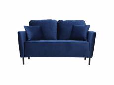 Canapé design 2 places en tissu velours bleu nuit