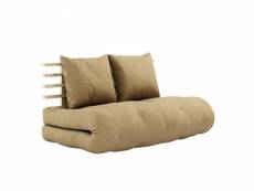 Canapé lit futon shin sano beige blé et pin massif couchage 140*200 cm. 20100996179