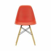 Chaise DSW - Eames Plastic Side Chair / (1950) - Bois clair - Vitra rouge en plastique