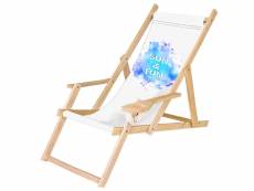 Chaise longue pliable en bois avec accoudoirs et porte-gobelet sun & fun [119]
