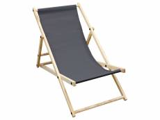 Chaise longue pliante en bois 3 positions de couchage jusqu'à 120 kg anthracite 390000955