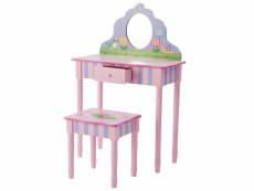 Coiffeuse enfant avec tabouret miroir meuble en bois fille rose fantasy fields teamson td-13245a