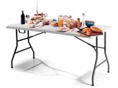 Costway table pliante plastique charge maximale 150 kg matière en hdpe et acier robuste avec serrures renforcées pieds antidérapants 153 x 74 x 74 cm
