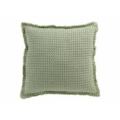 Coussin gaufré en coton vert clair 50x50cm - Vert