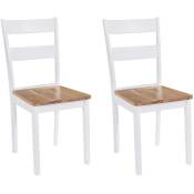 Décoshop26 - Lot de 2 chaises de salle à manger cuisine design classique bois d'hévéa massif blanc