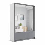 E-meubles - Armoire avec tiroirs Silu 124 blanc + gris