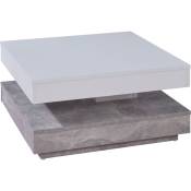 Ebuy24 - Erano Table basse plateau pivotant et 1 Étagère aspect béton, blanc.