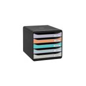 Exacompta - Module de classement Big Box Plus Arlequin pastel 5 tiroirs multicolores - noir/ assortis pastel - Noir/assortis pastel