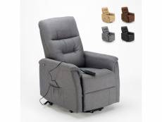 Fauteuil relax électrique inclinable en tissu avec roues et releveur marie - gris foncé Le Roi du Relax
