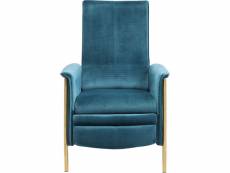 "fauteuil relax lazy velours bleu pétrole kare design"