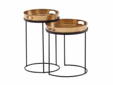 Finebuy table gigogne lot de 2 aluminium martelée table d'appoint ronde | petite table de canapé de salon metal | design table basse style orientale