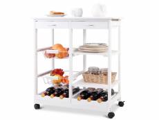 Giantex chariot de cuisine desserte de service à roulettes meuble de rangement avec 2 paniers 2 tiroirs 2 etagères 67x37x76cm