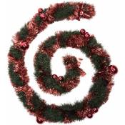 Guirlande de Noël effet branche de sapin - Longueur 270 cm x Largeur/Epaisseur 5 cm - Rouge