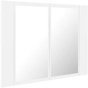 Helloshop26 - Armoire salle de bain à miroir led 60 x 12 x 45 cm acrylique blanc