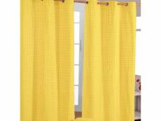 Homescapes rideaux vichy jaune à oeillets 100% coton 117 x 137 cm SF1126A