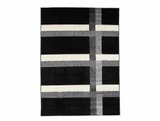 Joy de luxe - tapis toucher laineux lignes croisées noir 133x190