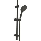 Kit barre de douche à douchette sans mitigeur silky - H65cm - Finition noir mat - Noir