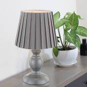 Lampe de chevet, lampe d'appoint, textile gris, lampe de chambre, lampe de lecture, design plissé, 1x E14, DxH 17 x 28 cm