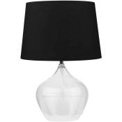 Lampe de Table ou Chevet Pied en Verre Transparent et Abat-jour en Tissu Noir E27 Max 40W Décor Design pour Salon Moderne et Élégant Beliani Noir